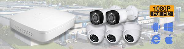 Система видеонаблюдения из 5 камер видеонаблюдения для предприятия с качаством изображения FullHD (1080P).