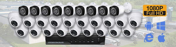 Система видеонаблюдения из 28 камер видеонаблюдения для предприятия с качаством изображения FullHD (1080P).